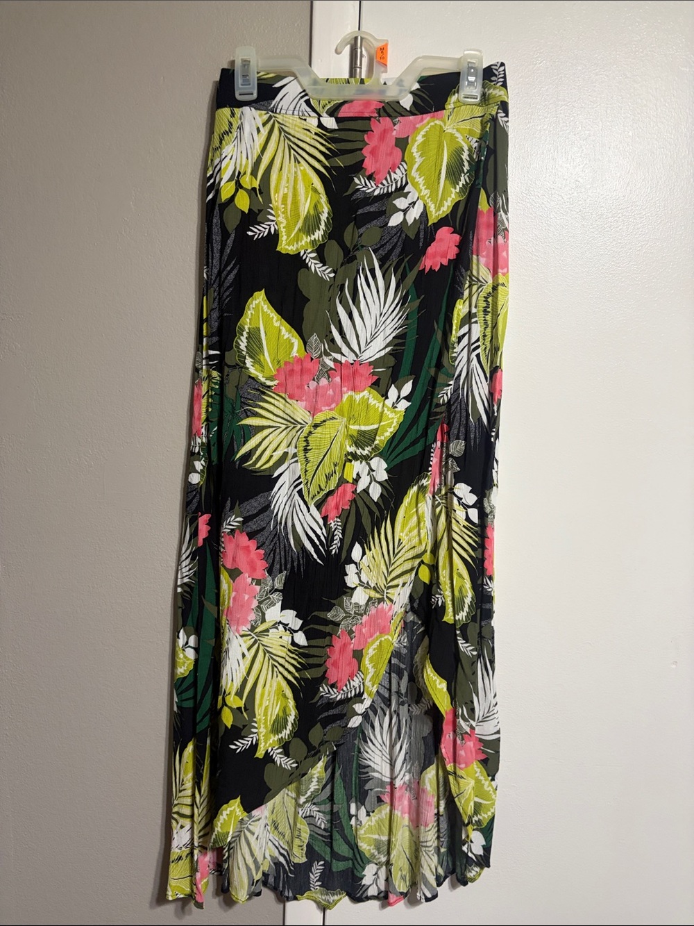 Express Black Maxi Skirt with Pink & Lime Tropical Print